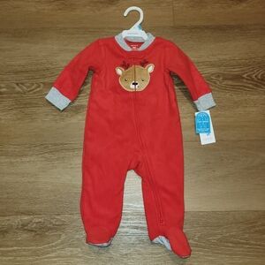 Carters 1-Piece Red Reindeer Sleeper Pajamas Size 6 Months New